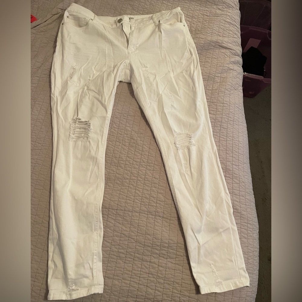 Ripped white jeans size 14 Charlotte Russe